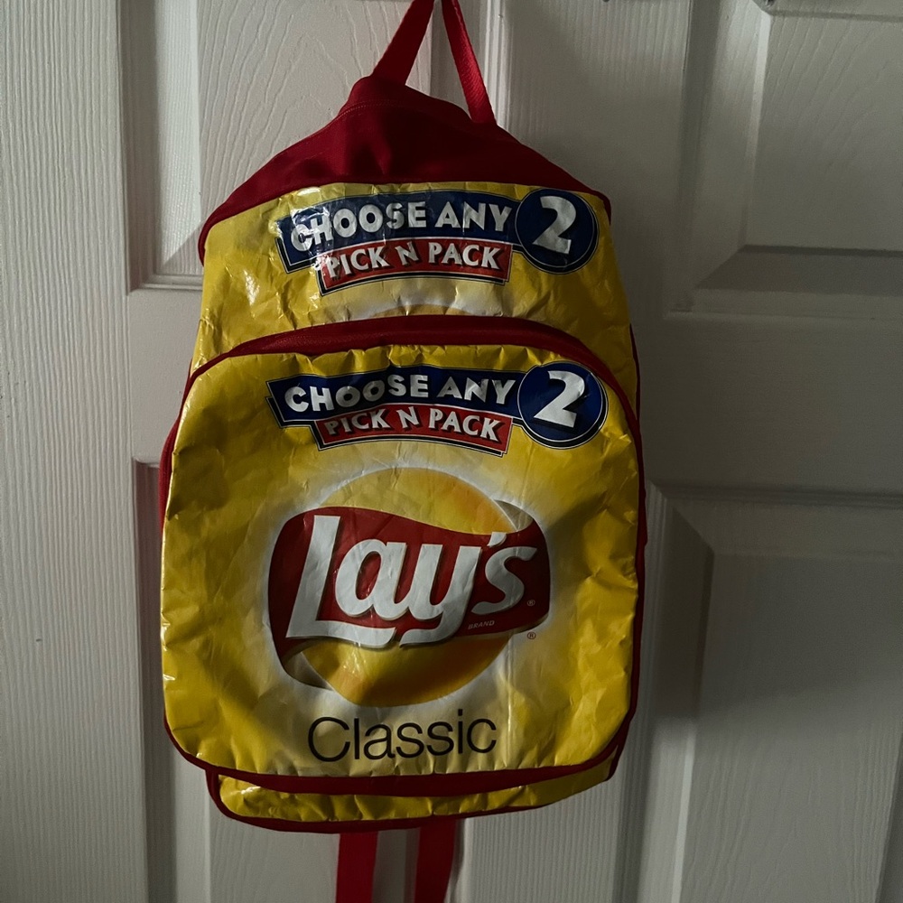 Classic Lay's back pack Bold Red and Yellow Design